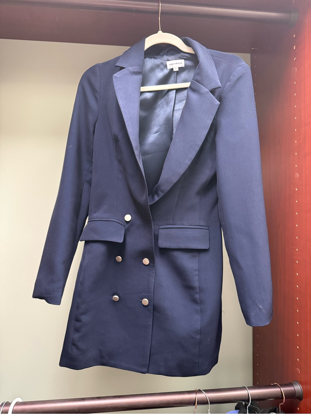 Superdown Navy Double-Breasted Blazer Jacket